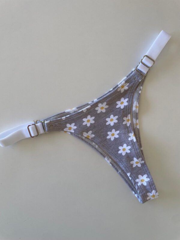 COLALESS ALGODON - GRIS CON MARGARITAS - TALLE 1 - LR18