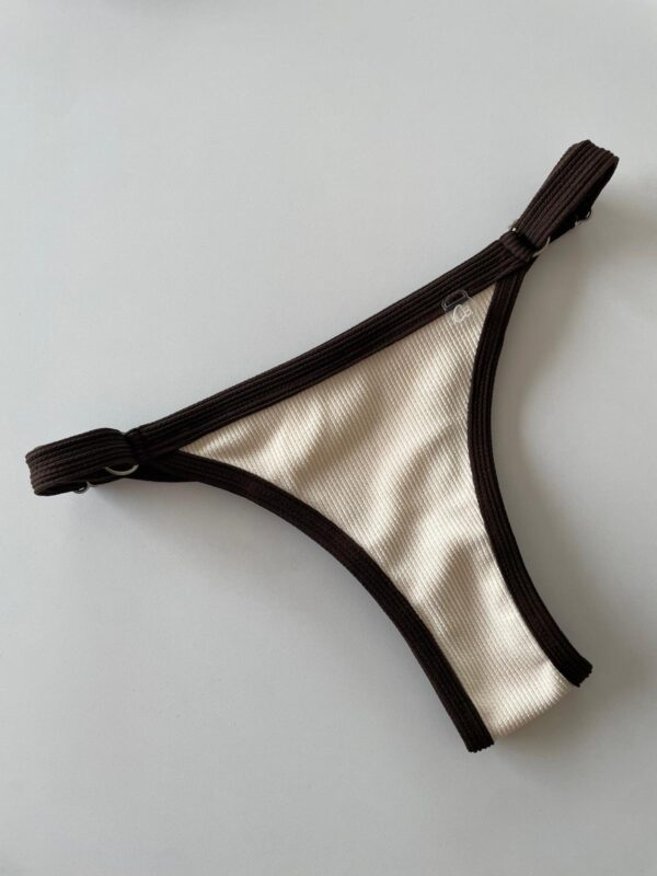 BIKINI - CRETA TEXTURADO CREMA CON BORDE CHOCOLATE- BK607