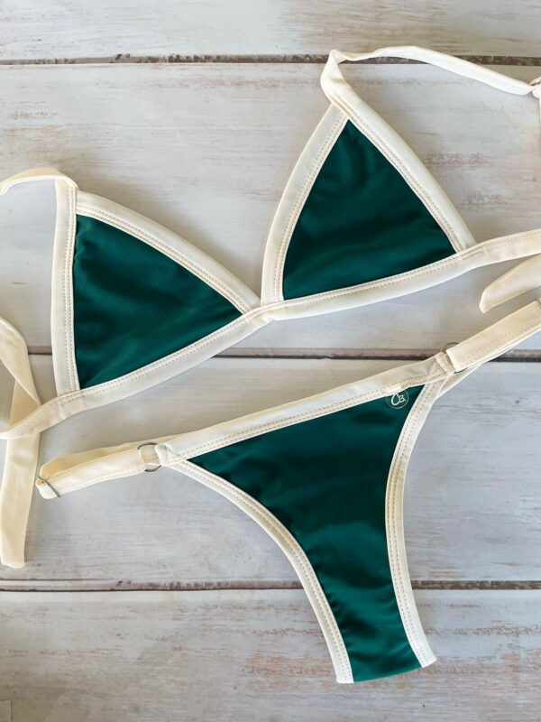 BIKINI - CRETA VERDE OSCURO CON BORDE CREMA- BK610