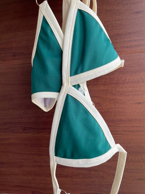 BIKINI - CRETA VERDE OSCURO CON BORDE CREMA- BK610