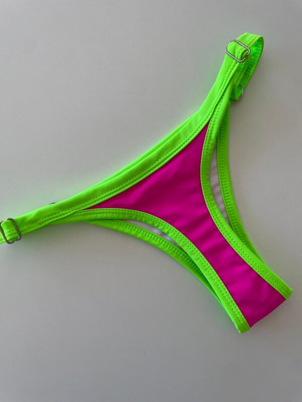 BIKINI - CRETA FUCSIA CON BORDES VERDE FLUOR- BK611