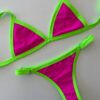 BIKINI - CRETA FUCSIA CON BORDES VERDE FLUOR- BK611