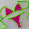 BIKINI - CRETA FUCSIA CON BORDES VERDE FLUOR- BK611