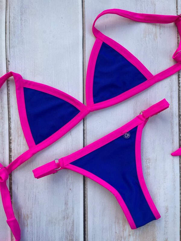 BIKINI - CRETA AZUL CON BORDES FUCSIA- BK612