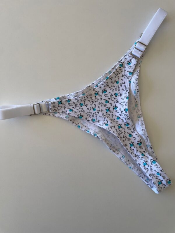 COLALESS ALGODON - FONDO BLANCO CON FLORCITAS PEQUEÑAS TURQUESAS - TALLE 2 - LR30