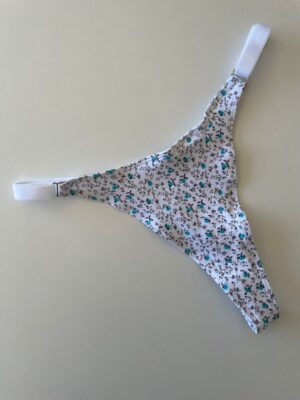 COLALESS ALGODON - FONDO BLANCO CON FLORCITAS PEQUEÑAS TURQUESAS - TALLE 2 - LR30