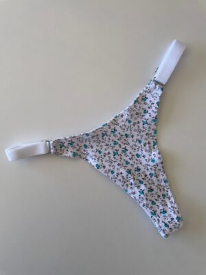 COLALESS ALGODON - FONDO BLANCO CON FLORCITAS PEQUEÑAS TURQUESAS - TALLE 1 - LR30