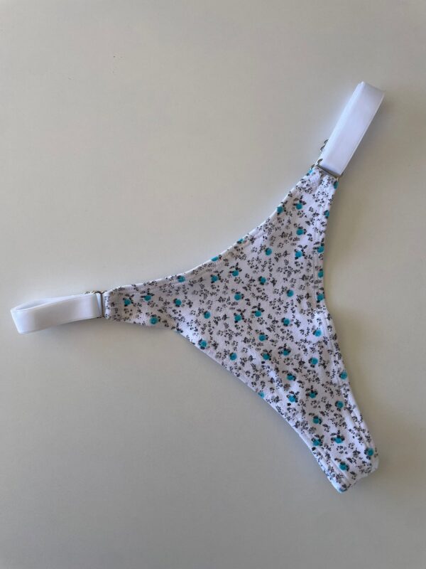 COLALESS ALGODON - FONDO BLANCO CON FLORCITAS PEQUEÑAS TURQUESAS - TALLE 1 - LR30