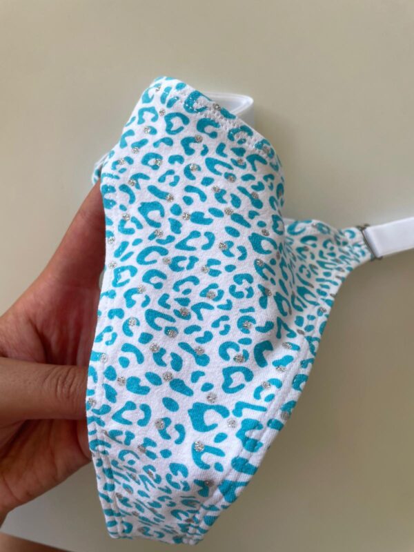 COLALESS ALGODON - PRINT CELESTE CON GLITTER- TALLE 2- LR44