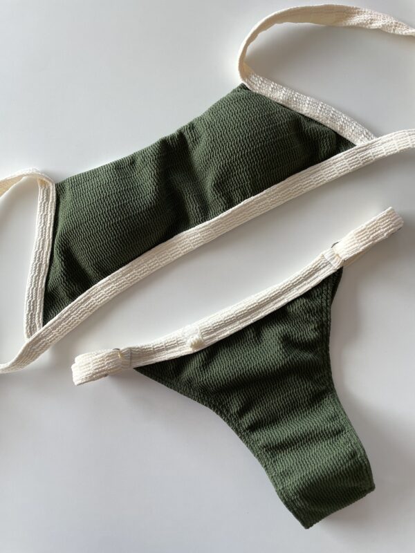 BIKINI - SANTORINI -VERDE MILITAR CON BORDES NATURAL- BK06