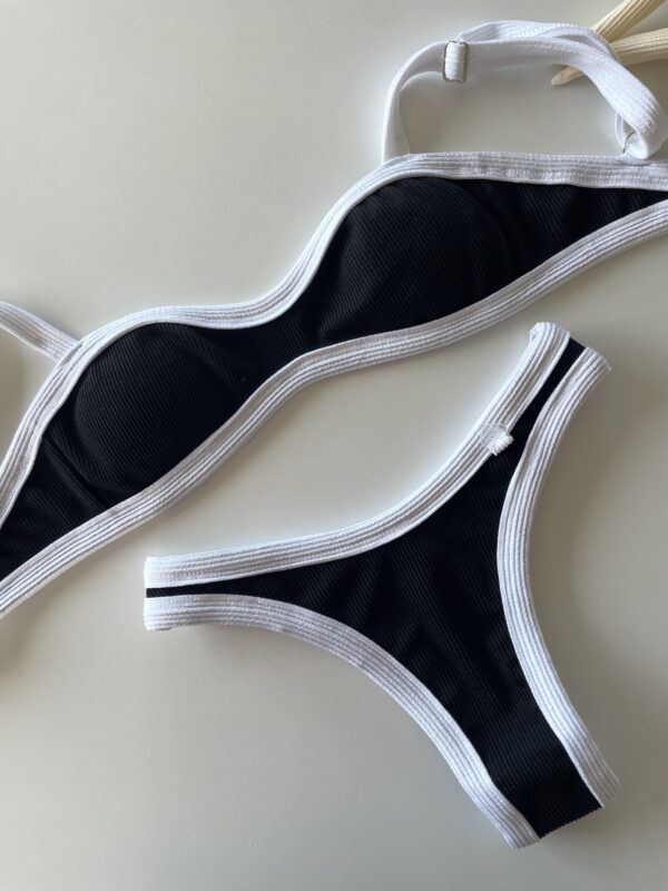 BIKINI - PARIS -NEGRO CON BORDES BLANCOS- BK08
