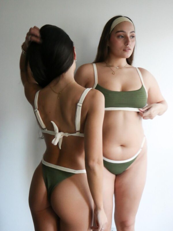 BIKINI - SANTORINI -VERDE MILITAR CON BORDES NATURAL- BK06