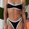 BIKINI - PARIS -NEGRO CON BORDES BLANCOS- BK08